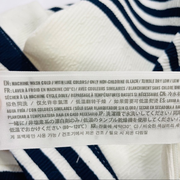 Abercrombie & Fitch Striped and Textured Skirt 22” Long Navy and Ivory Sz Medium - Picture 6 of 7